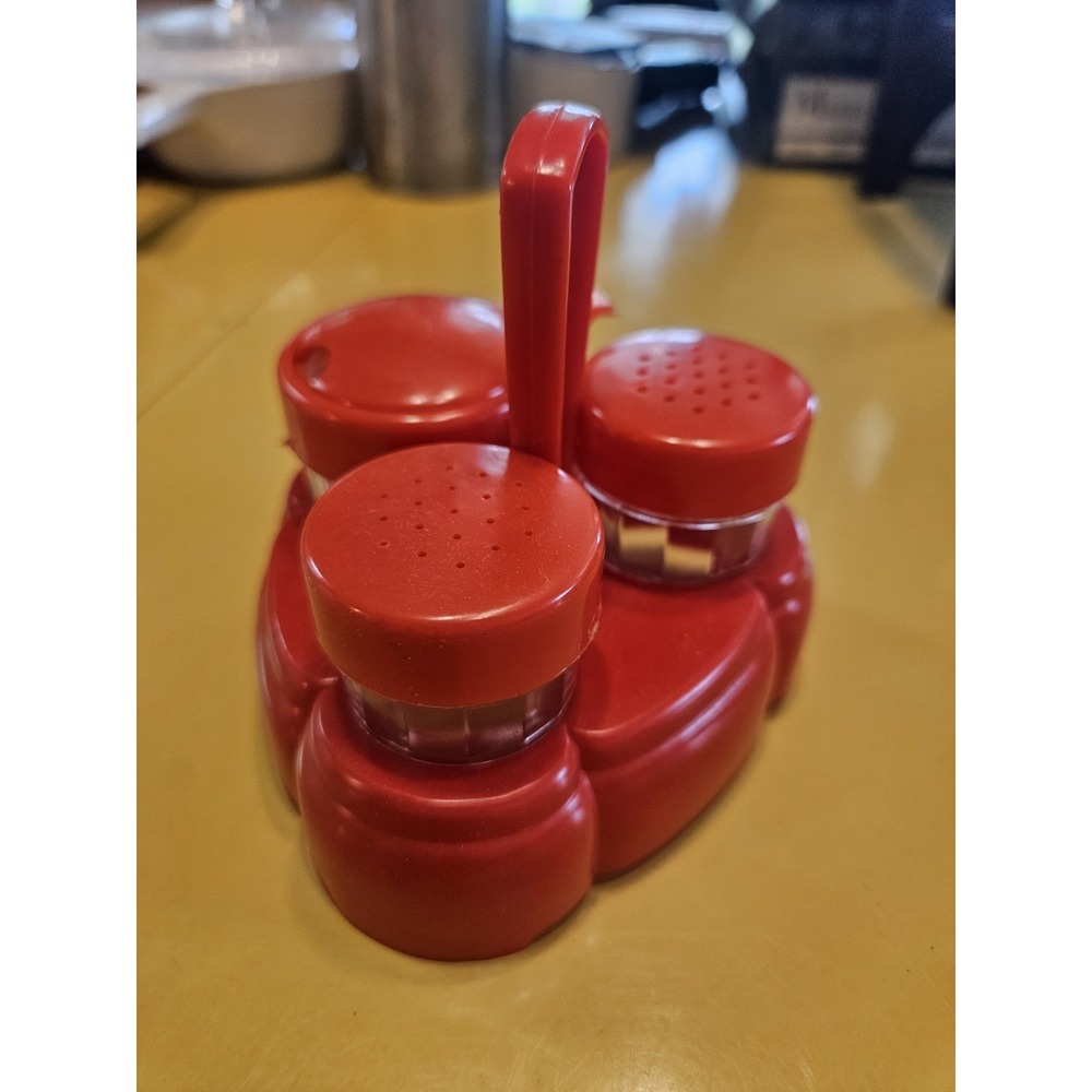 Vintage‎ Red Plastic Condiment Caddy